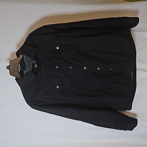 Lee Sherpa Lined Full Snap Shirt Jacket Sz Med Black Grey Lining  Pre-owned